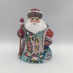 Wooden painted Santa Claus 9.5 inch Russian Ded Moroz russian souvenir Grandfather Frost Christmas gift