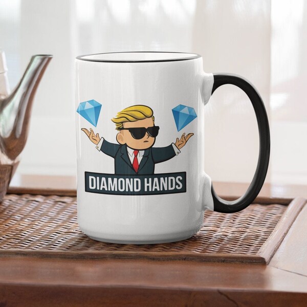Mug Diamond Hands - 15 Oz En Céramique Noire - Idée Cadeau Originale - Neuf Sous Emballage