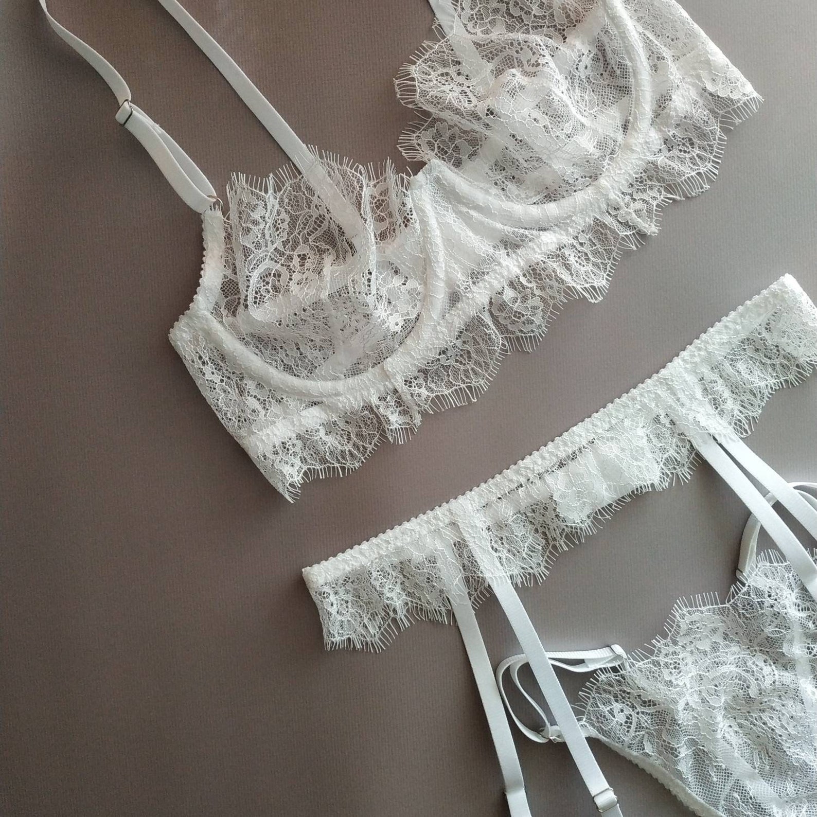 Elegant Lingerie Set Bridal Lingerie White Lace Set Sexy Etsy