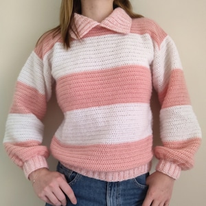 Striped crocheted sweater PDF pattern with video