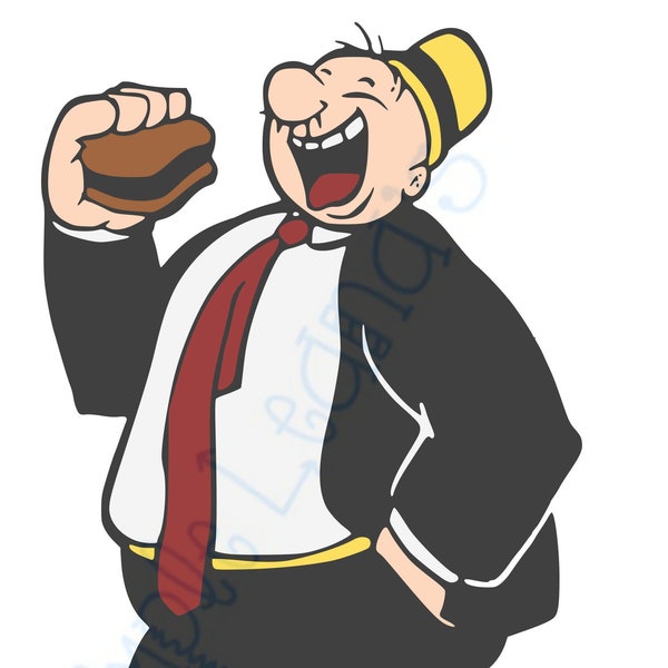 vintage toon J. Wellington Wimpy Popeye's hamburger eating friend image file JPG,PNG, layered SVG Cricut compatible image file for crafters