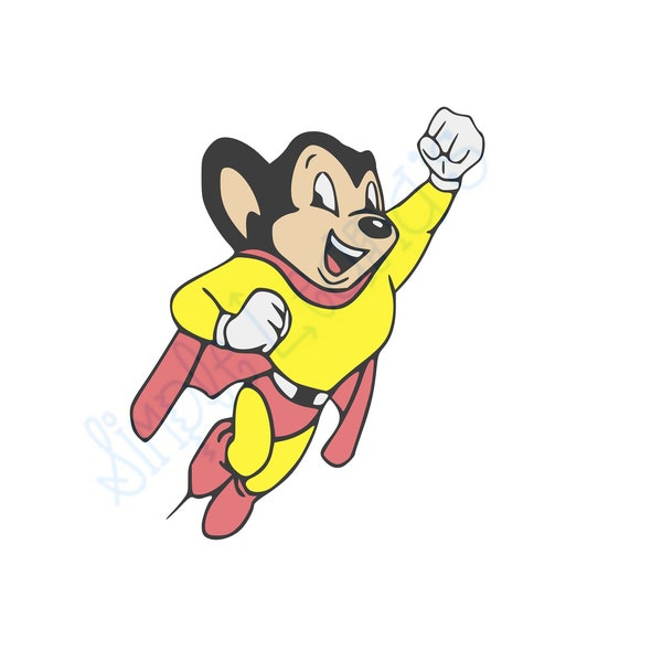 vintage cartoon mighty mouse image file| JPG, PNG, and layered SVG cut file| compatible with Cricut design space| image file for crafters.