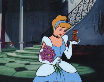 Cinderella and Jaq Painted Animation Cel Art Reproduction