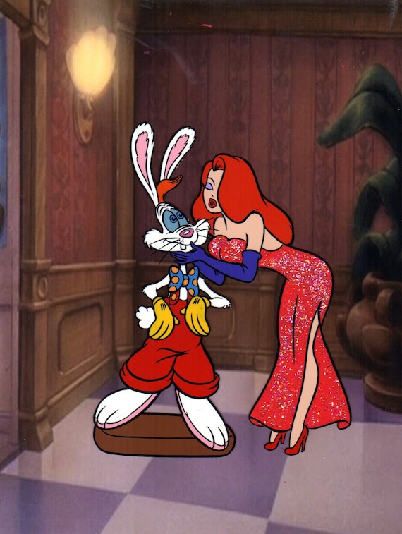 Disney Roger and Jessica Rabbit Kissing Hand Painted Animation Etsy