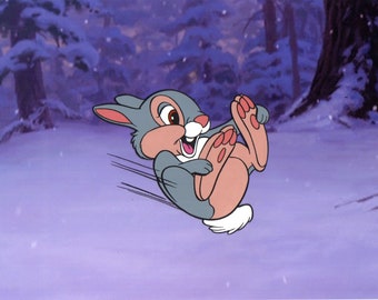 Bambi "Thumper Snow Play" Hand Painted Animation Cel Art Reproduction
