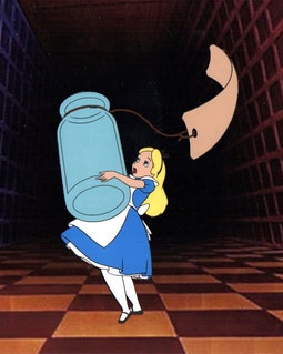 Alice in Wonderland Down to Size Hand Painted Animation Cel Art
