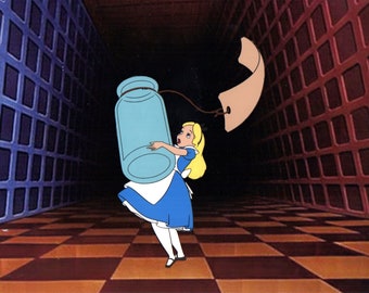 Alice in Wonderland Down to Size Hand Painted Animation Cel Art Reproduction