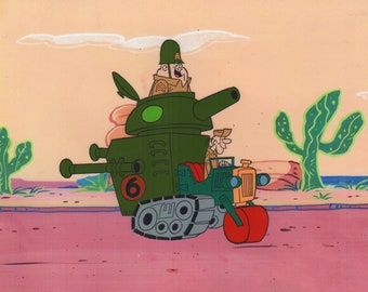Hanna Barbera The Wacky Races Sarg Private Meekly in the Army Surplus Special Hand Painted Reproduction Animation Cel Art.