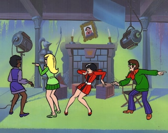 Hanna Barbera Josie and the Pussycats Valerie, Melody, Alexandria and Alexander Hand Painted Animation Cel Art Reproduction