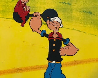 Popeye and Sweet Pea Hand Painted Animation Cel Art Reproduction.