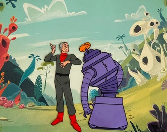 Hanna Barbera Lost in Space Hand Painted Animation Cel Art Reproduction Dr. Smith and the B9 Robot