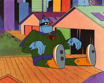 Hanna Barbera Frankenstein Jr. Hand Painted Reproduction Animation Cel Art.