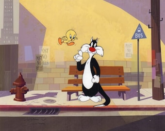 Warner Bros. Sylvester and Tweety Hand Painted Animation Cel Art Reproduction