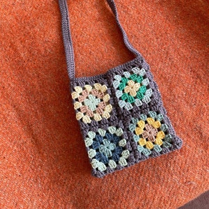 Handmade Crochet Granny Square Summer Bag | Shoulder / Tote bag | Grey/ Purple, Colourful | 100% Cotton