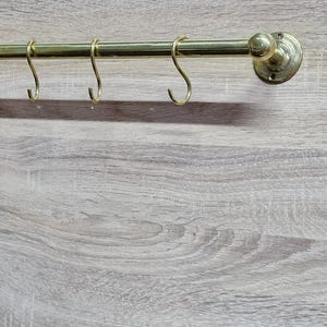 Handmade Unlacquered Brass Pot Rack: Vintage Moroccan Kitchen Rail