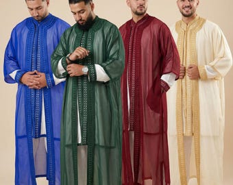 Handmade Moroccan Jabador: Men's Embroidered 3-Piece Set