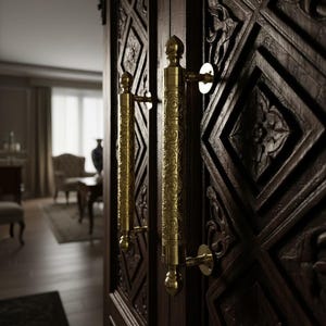 Tirador de puerta de latón macizo hecho a mano: tirador marroquí grabado de 30 cm