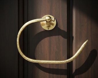 Handmade Moroccan Brass Towel Ring - Unlacquered Antique Style