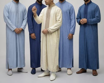 Marockansk bomullskaftan för män med broderi