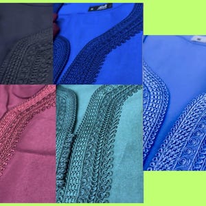 Broderad marockansk Gandoura – Djellaba-tunika för män, handgjord lätt kaftan för Eid, Ramadan och bröllop bild 9
