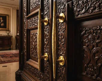 Antique Engraved Door Handles – Handmade Pull Set