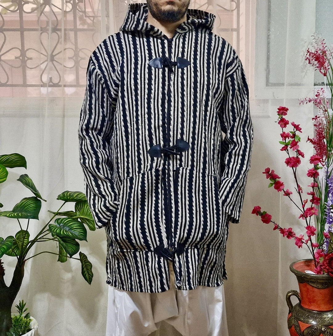 Djellaba marocaine artisanale - Manteau ?� capuche en laine pour un style boh?�me et festival 