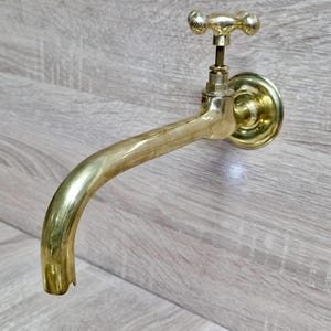 Handmade Moroccan Brass Wall Faucet: Antique Engraved Spigot
