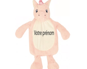 Housse de bouillotte Licorne personnalisée prénom