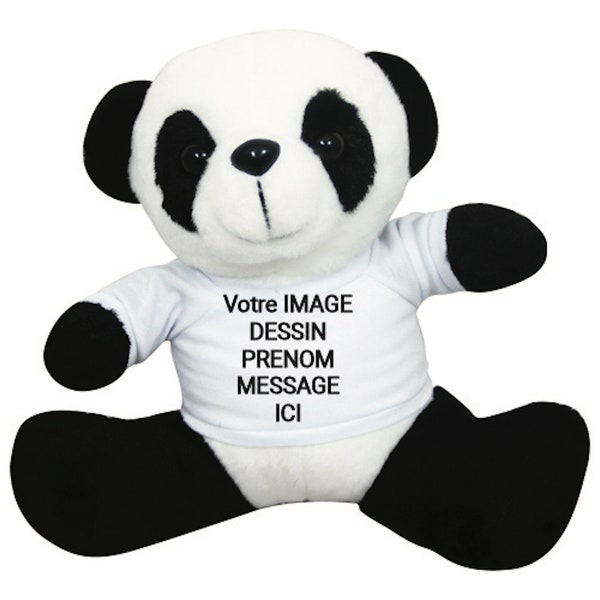 Doudou Panda à personnaliser. Peluche Panda personnalisable