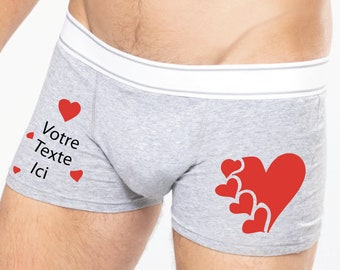 Boxer homme à personnaliser, caleçon personnalisable, slip pour anniversaire ou Saint Valentin