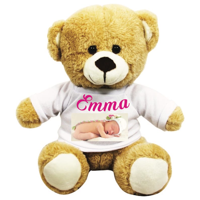 Peluche ourson avec Tee-shirt personnalisable. Peluche photo et texte image 3