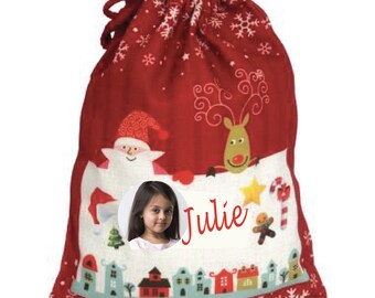 Sac pochon hotte de Noël personnalisable sac pour cadeaux pochette cadeau personnalisée