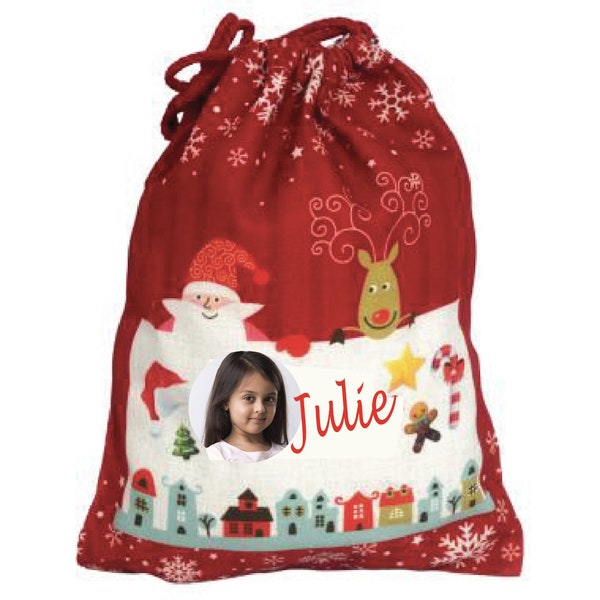 Sac pochon hotte de Noël personnalisable sac pour cadeaux pochette cadeau personnalisée