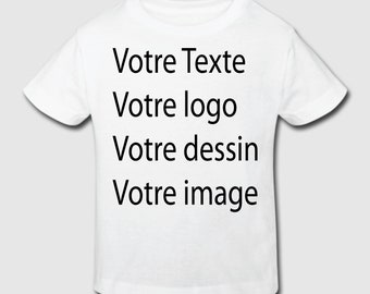 White children's T-shirt to customize. Touched cotton. 190 g/m