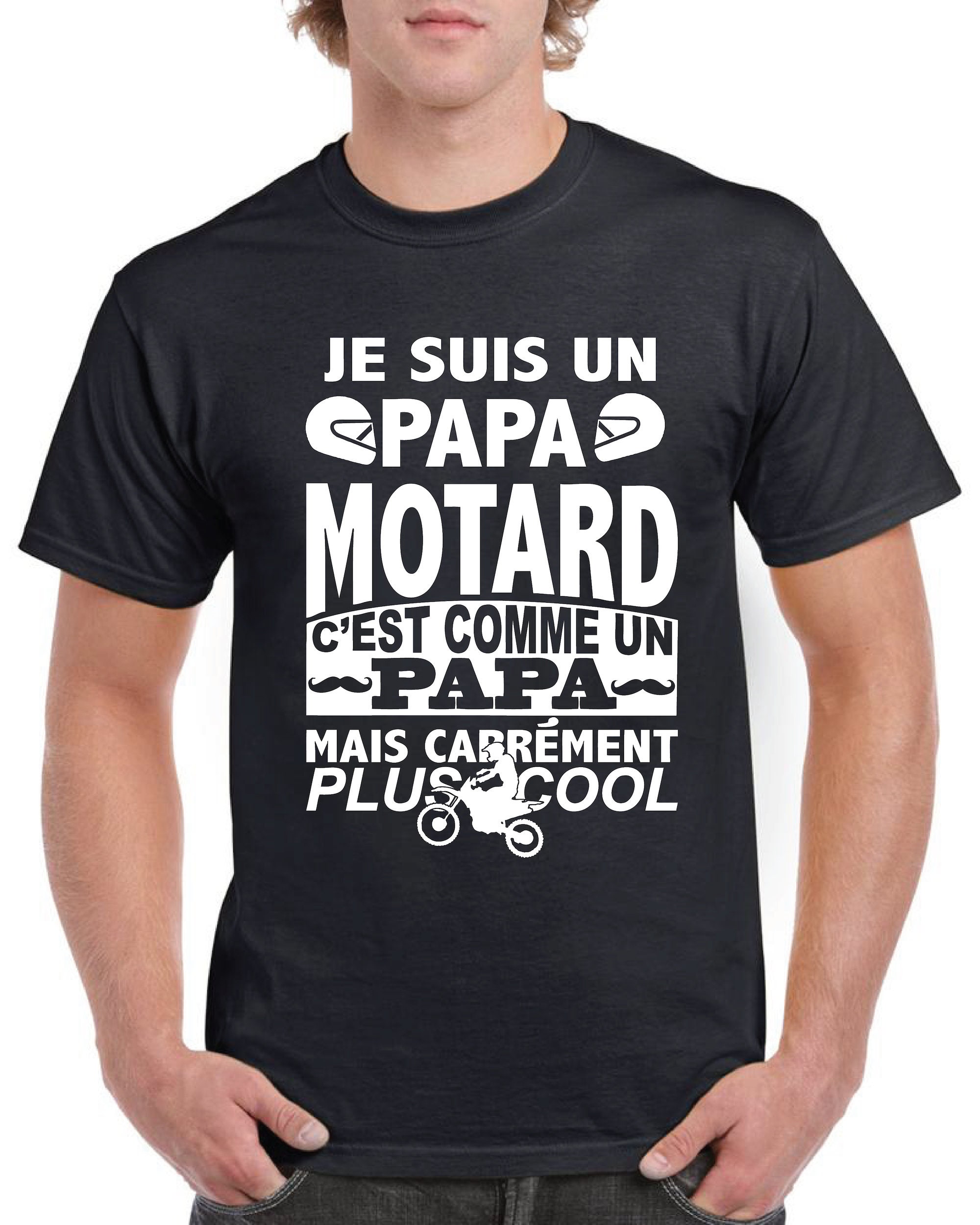 Tee-shirt Homme Papa motard idée cadeau humour fête des pères moto Par  FAPROD