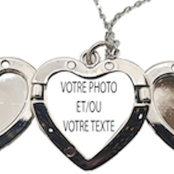 Collier médaillon pendentif coeur photo à personnaliser pour femme, cadeau personnalisé, cadeau pour femme, fête des mères, saint valentin