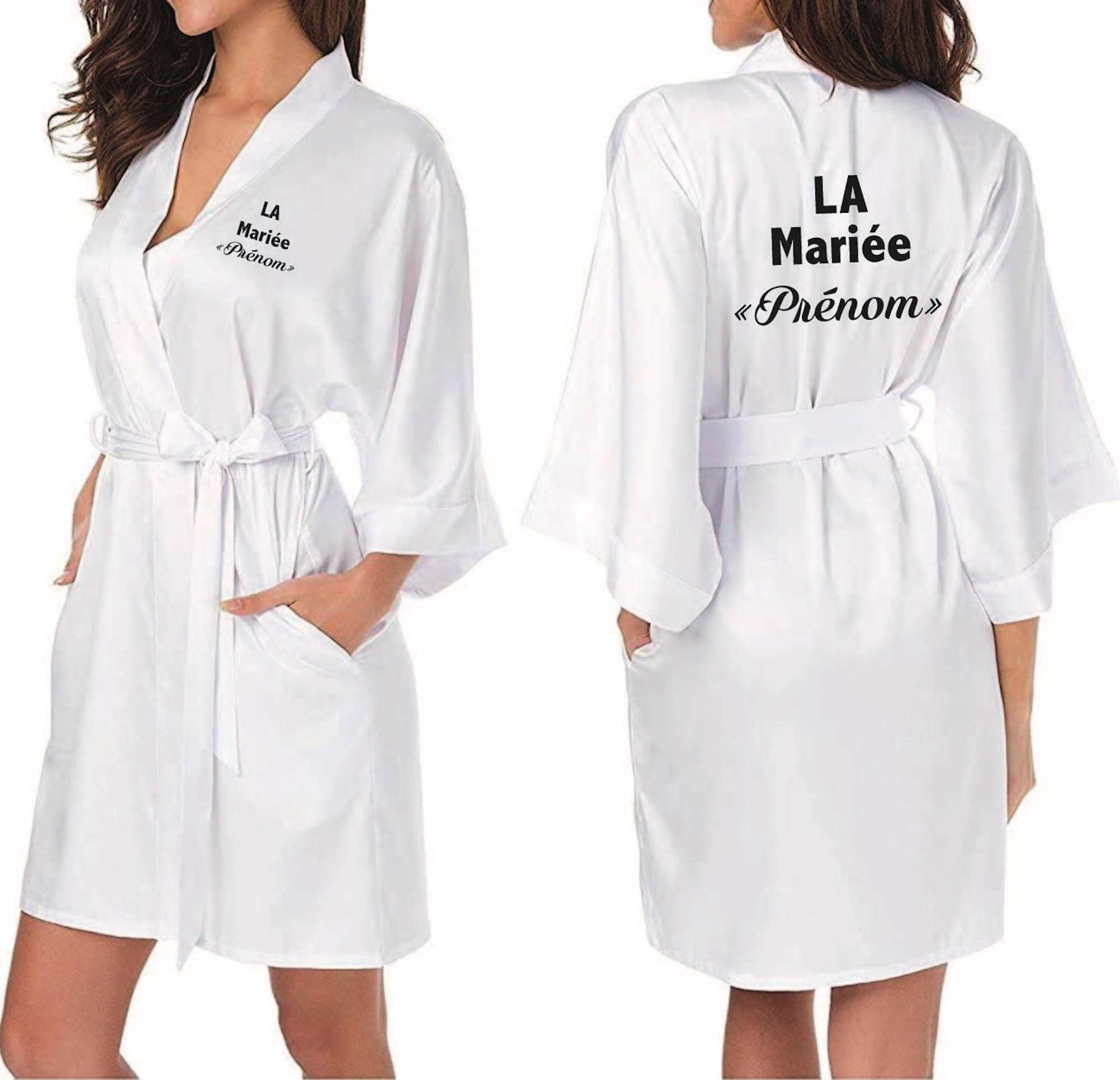 Kimono Court Pour Mariée Et Demoiselles D'honneur - Blanc 'Bride' Et Rose 'Bridesmaid' - 100% Polyester Léger - Pour Enterrement De Vie De Jeune Fille, Spa, Bien-être - 7