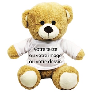 Peluche ourson avec Tee-shirt personnalisable. Peluche photo et texte