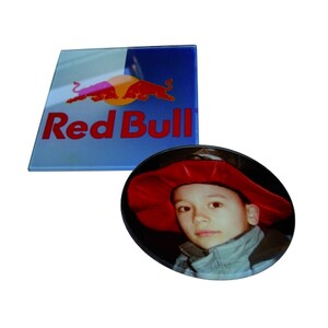 Custom glass coaster. Square or round shape