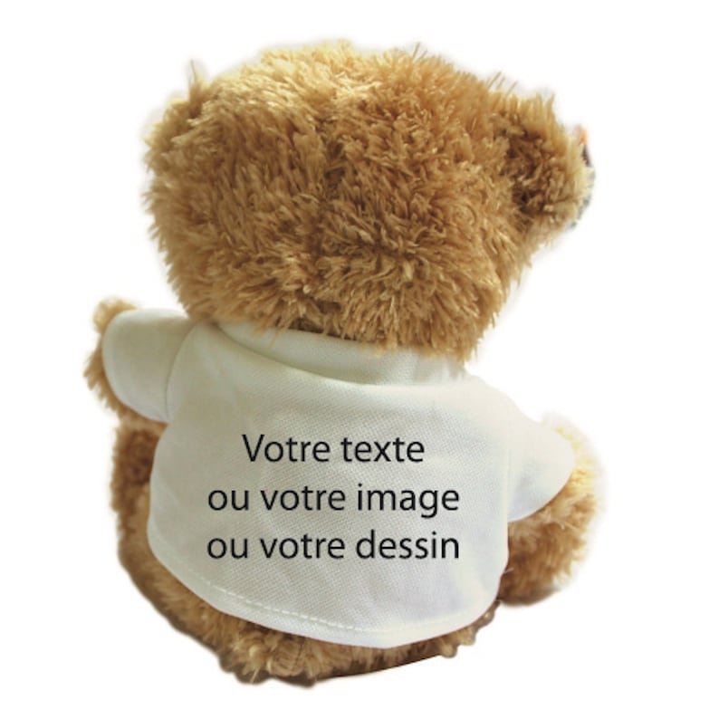 Peluche ourson avec Tee-shirt personnalisable. Peluche photo et texte image 2