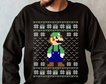 Luigi Christmas Sweater Smash Bros Super Mario Funny - Etsy