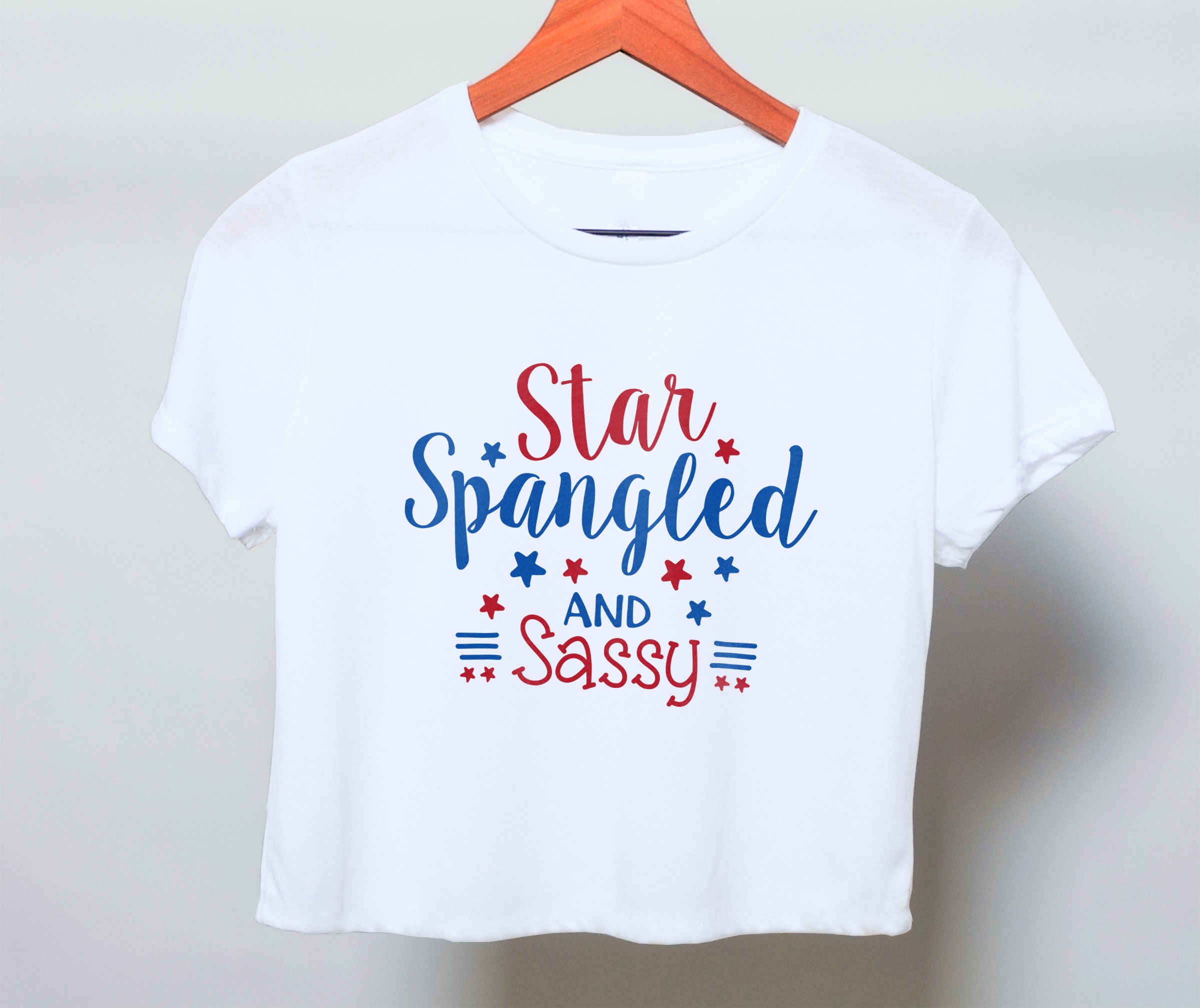 Sassy Women's Crop Shirt Star Spangled 
