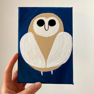 Pintura acrílica original de lechuza común/pintura contemporánea/arte popular/arte de aves/arte marginal