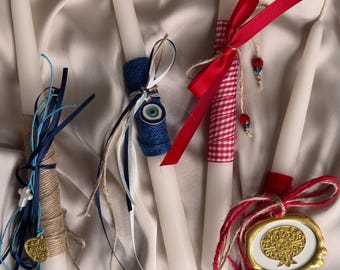 Orthodox Easter Candle Lambada Named Handmade Pascha Candle Christening Candle Traditional Lampada Paschalini