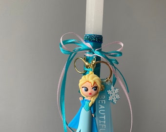 Princess Elsa Greek Orthodox Easter Candle Lambada Personalised Named Handmade Pascha Candle Christening Traditional Lampada Paschalini