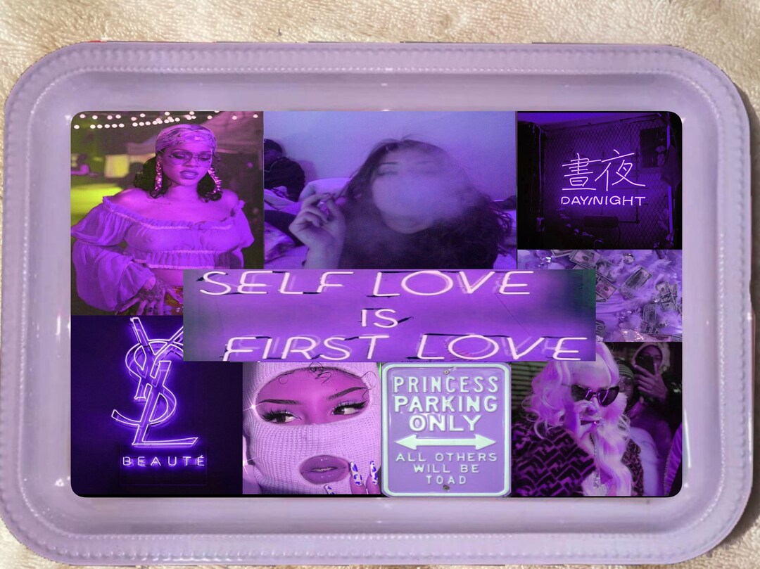 Purple Aesthetic Rolling Tray baddie Rolling Tray Etsy