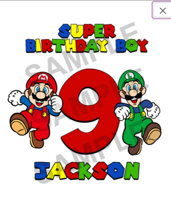 Sublimation Transfer Happy Birthday Personalized Super Mario | Etsy