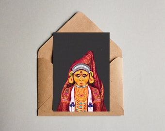 Postcard: The Gentle One | The Shining Form | Minukku | Art | Indian | Kathakali Illustrations | Stationary | Gift | Travel Cards|