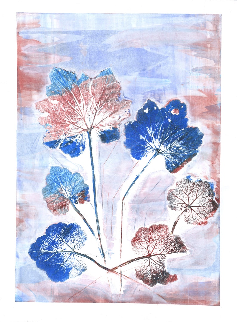 Blue Leaves 01 Giclée print artwork by Gillian Best Powell image 1
