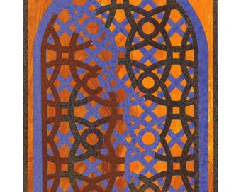Mashrabiya 1 - Collage and Gouache artwork by Glyn Powell